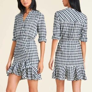 VERONICA BEARD Sherry Crinkled Plaid Mini Dress Size M